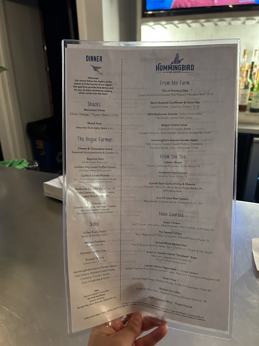 Hummingbird Bar and Kitchen Menu - Image 4