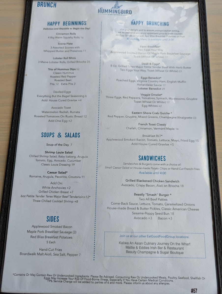 Hummingbird Bar and Kitchen Menu - Image 5